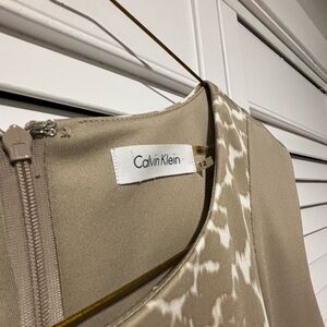 Calvin Klein Taupe and Cream Dress